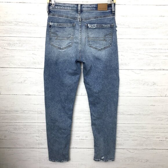 American Eagle Outfitters Mom Jeans Stretch Distressed size 2 length 27" - Picture 2 of 9